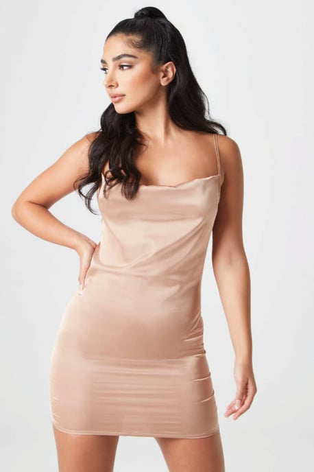 Brown satin dress