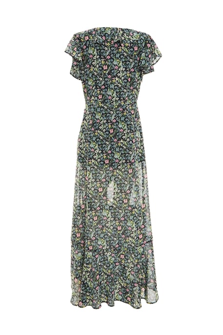 Multicoloured Floral Chiffon Midi Dress