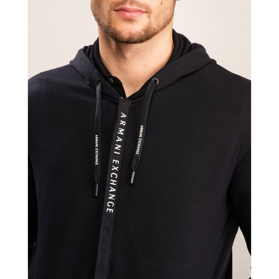 Armani Exchange Mens Lapped Zipper Logo Hoodie - Image 3