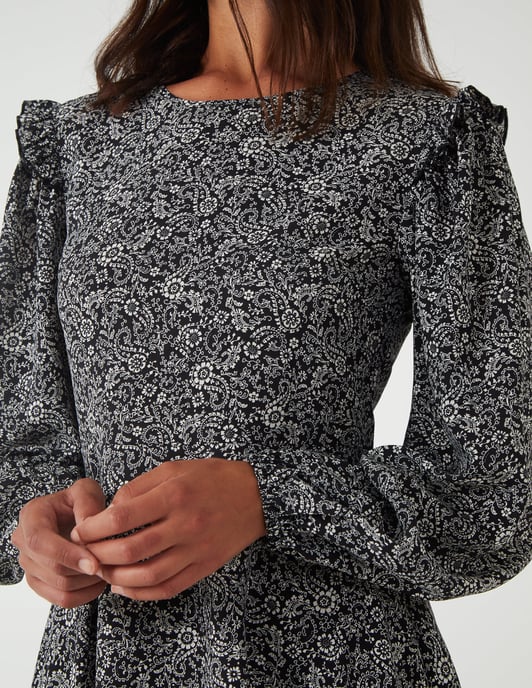 Frill Schouder Mini -jurk met lange mouwen - Image 4