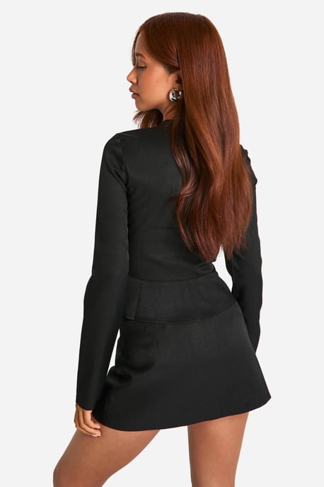 Tailored Micro Belt Long Sleeve Smock Top - Image 2