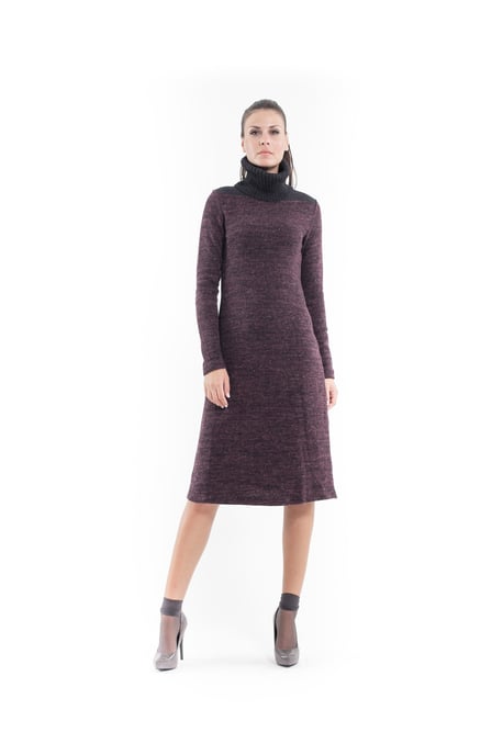 Wool Blend Polo Neck Dress