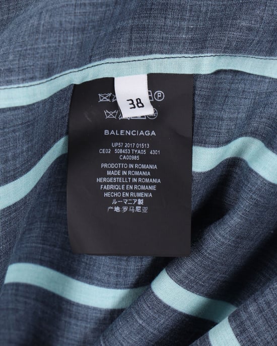 Balenciaga Gestreepte Overhemd in Marineblauwe Polyester - Image 4