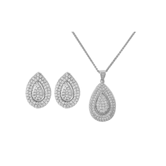 Orphelia Women's 925 Sterling Silver Set: Chain-Pendant + Earrings - Silver SET-5796