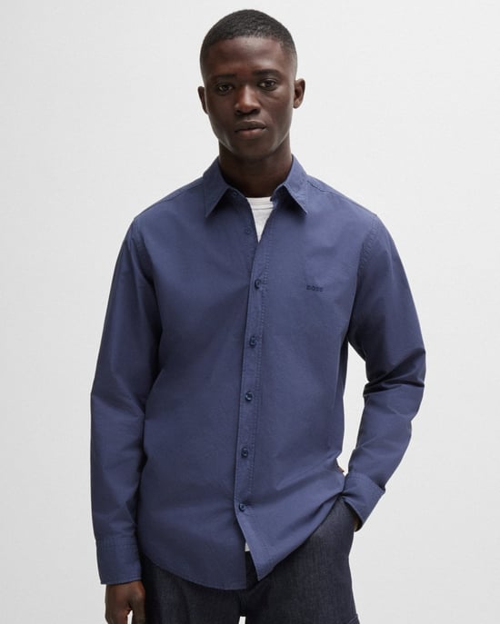 BOSS Orange Relegant 6 Mens Regular-Fit Shirt in Cotton Poplin with Kent Collar - Image 3
