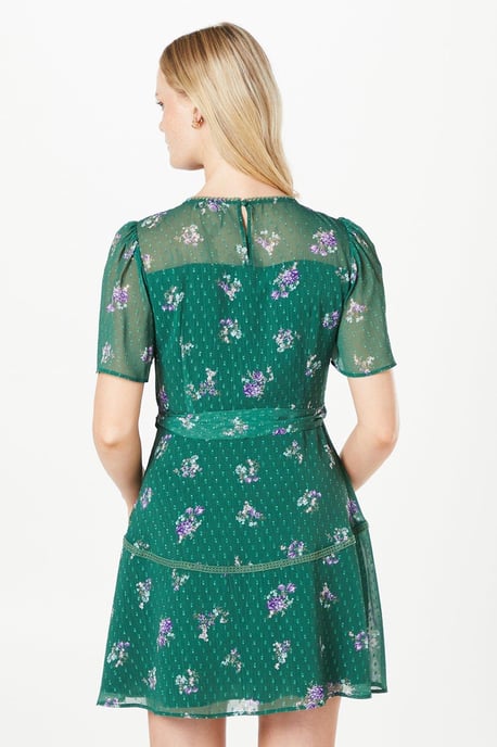 Floral Dobby Lace Insert Mini Dress - Image 3