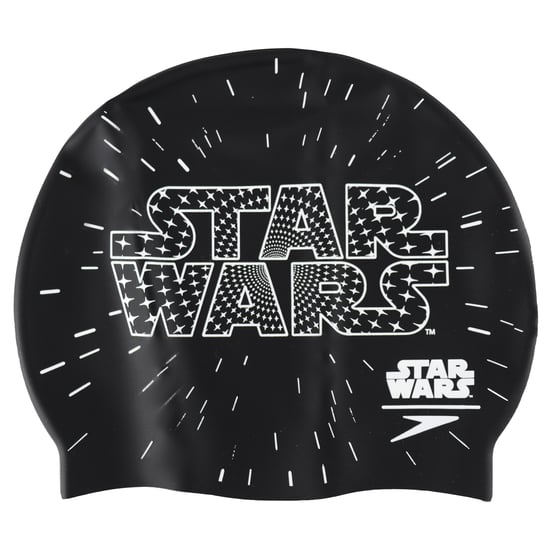 Speedo Star Wars Black Junior Slogan Print Silicone Swim Cap - Image 1