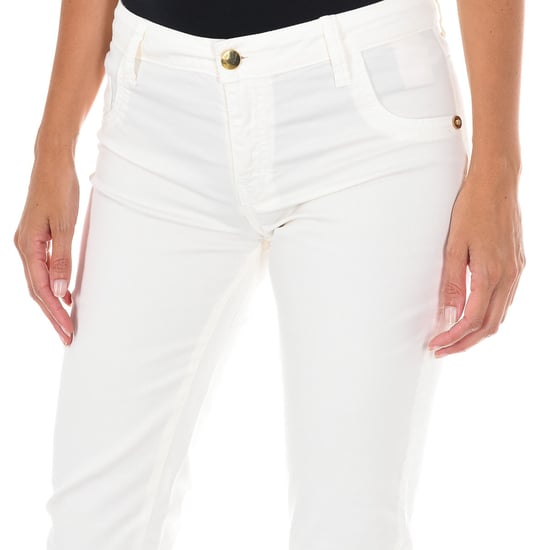 Long denim pants made of elastic fabric 70DB50192-T092 woman