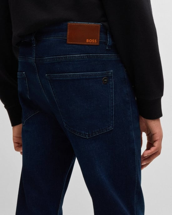 BOSS Orange DELAWARE BO Mannen Slim Fit Comfort-Stretch Donkerblauwe Jeans NOS - Image 3