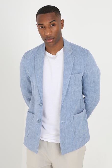 Light Blue 'Cambridge' Button Through Chambray Blazer