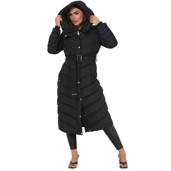 Jess Women’s Long Puffer Coat with Belt & Hood