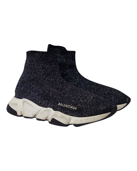 Balenciaga Glitter Speed Sneakers i Svart Viskos - Image 3