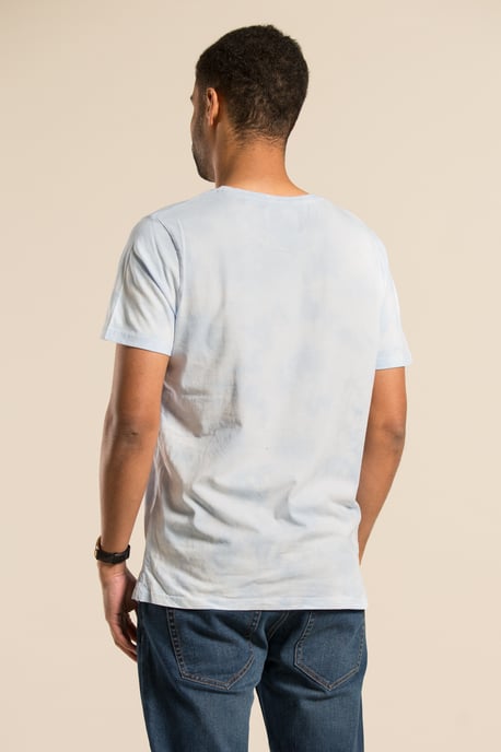 Light Blue Cotton Tie Dye Short Sleeve T-Shirt