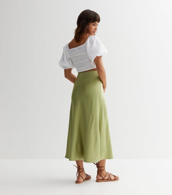 Satin Bias Cut Midi Skirt