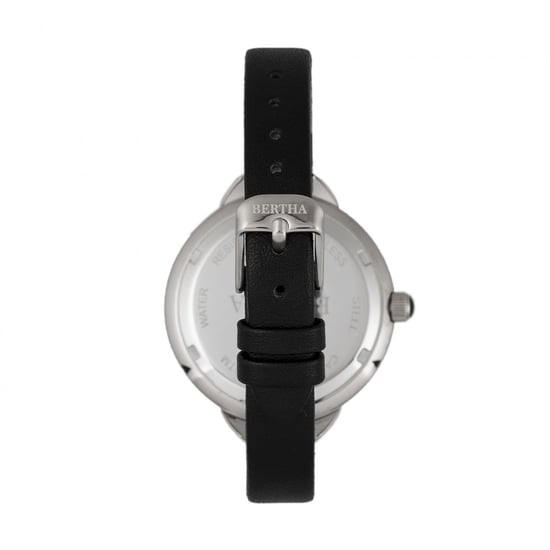 Bertha Madison Sunray Dial Leather-Band Watch