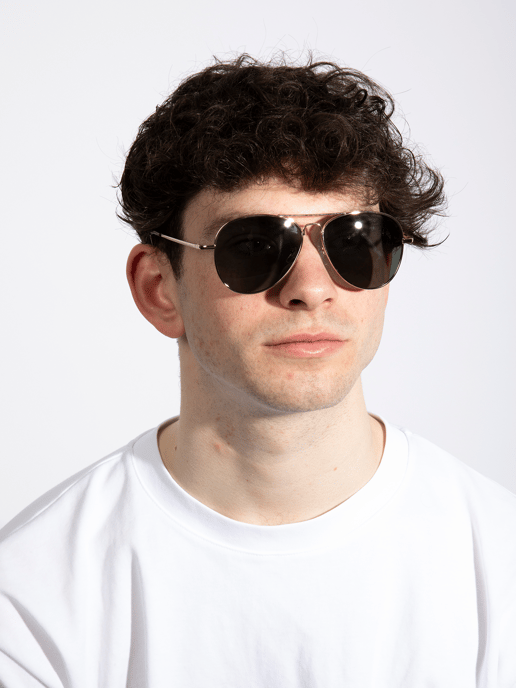 Gold Frame Aviators with Khaki Lenses