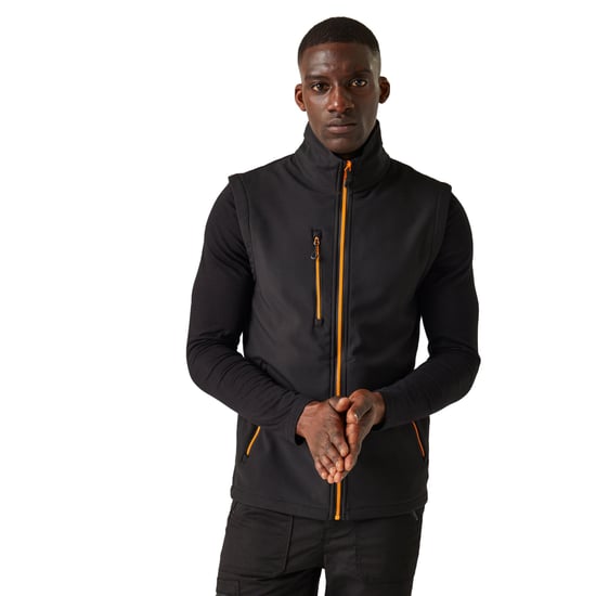 Regatta Heren Navigate Softshell 2-laags bodywarmer (Zwart/Oranje Pop) - Image 2