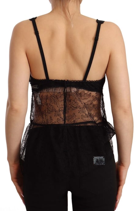 Dolce & Gabbana Women's Black Silk Lace Babydoll Nylon Lingerie Top