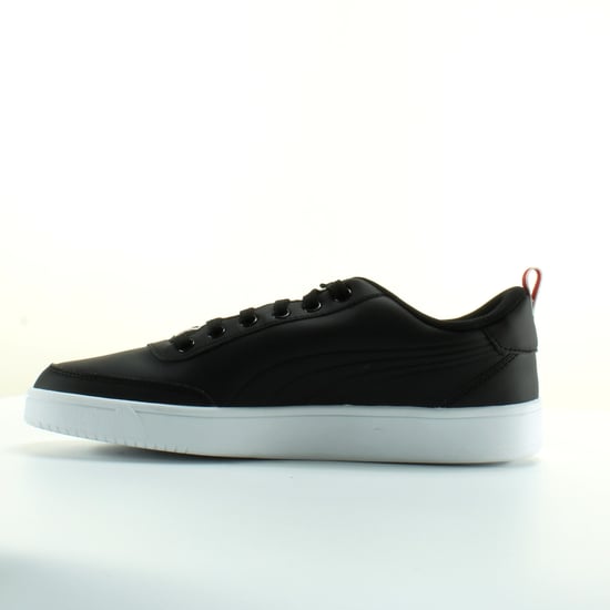 Puma Court Breaker Black Leather Mens Lace Up Trainers 366817 02
