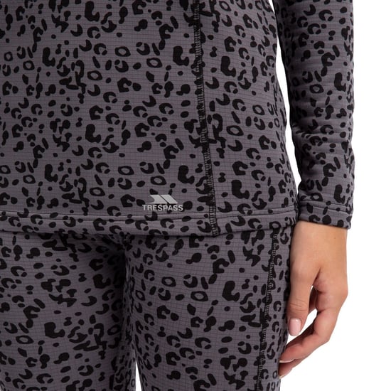 Trespass Womens/Ladies Elianne Leopard Print Base Layer Top (Dark Grey)