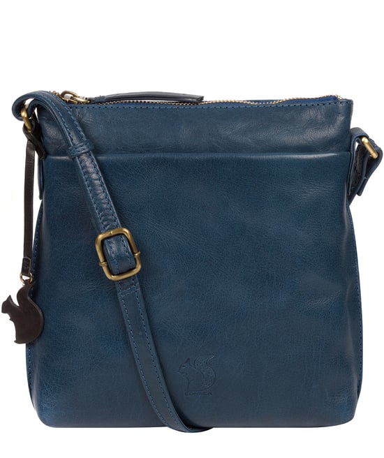 'Nikita' Snorkel Blue Leather Cross Body Bag