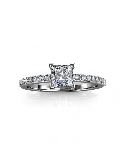 Enkel fyrkantig ring - silver och kristall - Image 6
