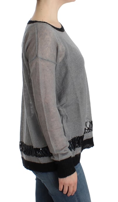 Costume National Women's Gray embellished asymmetric sweater