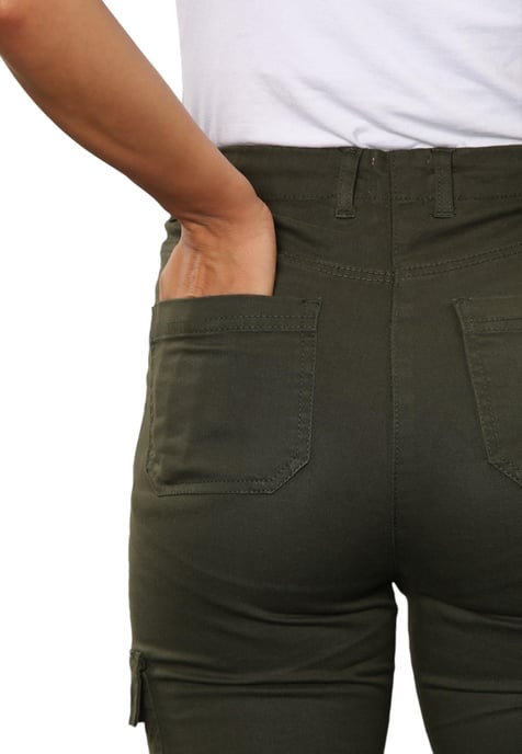 MYT Womens Cargo Chino Ankle Grazer Trousers in Khaki - Image 6