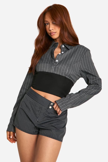 Tailored Pinstripe Micro Shorts - Image 3