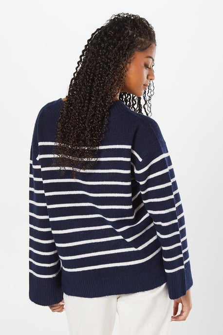 V Neck Stripe Knitted Jumper - Image 3
