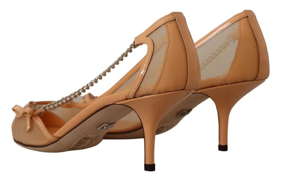 Dolce & Gabbana Damers Päron Mesh Läderkedjor Klackskor - Image 4