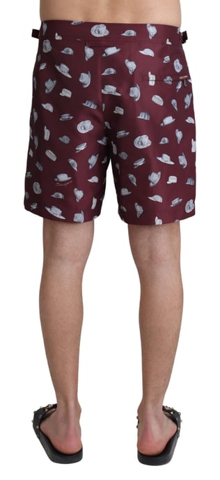Dolce & Gabbana Herrar Mörkröda Hattar Tryck Strandshorts Badkläder - Image 3