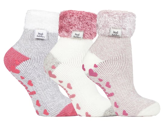 Kvinnliga fluffiga tofflor sängstrumpor med grepp | värmehållare | 3 par multipack | damer varma fleece fodrade halkfria strumpor | vintergåvor till henne - Pack 6 - Image 1