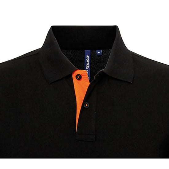 Asquith & Fox Heren Klassieke Pasvorm Contrast Poloshirt (Zwart / Oranje) - Image 4