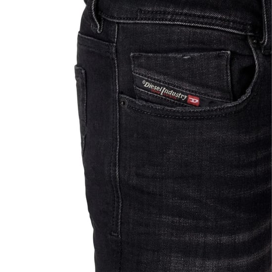 Diesel Sleenker Destroyed Reinforced Denim Black Skinny Jeans - Image 3