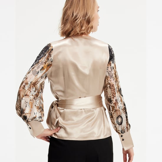 Cross Heart Top met bloemenprintmouwen - Image 4