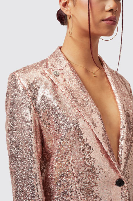 Caladium Slim Fit Pink Sequin Jacket