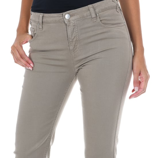 Long denim pants made of elastic fabric 10DB50255-G239 woman