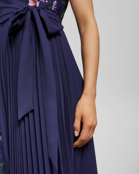Ted Baker Pritee Hedgerow Pleat Detail Dress, Dark Blue