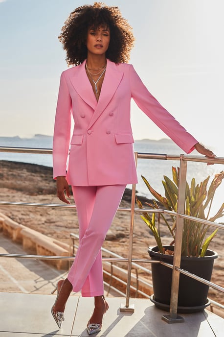 Pink Kick Flare Cropped Trousers