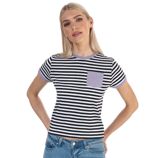 Women's Brave Soul Striped T-Shirt in Black