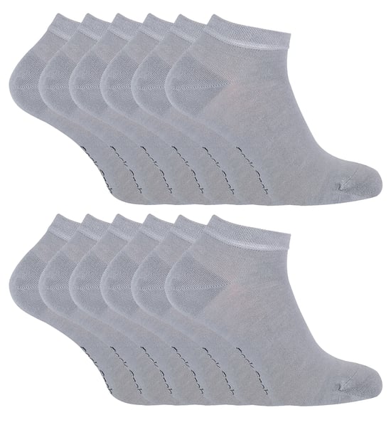 12 Pair Multipack Mens Bamboo Trainer Socks | Breathable Socks - Grey - Image 1