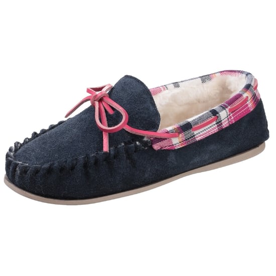 Cotswold Womens/Ladies Kilkenny Classic Fur Lined Moccasin Slippers (Navy)
