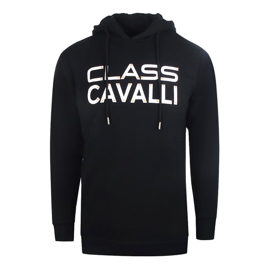 Cavalli Class zwarte hoodie met omgekeerd logo - Image 1