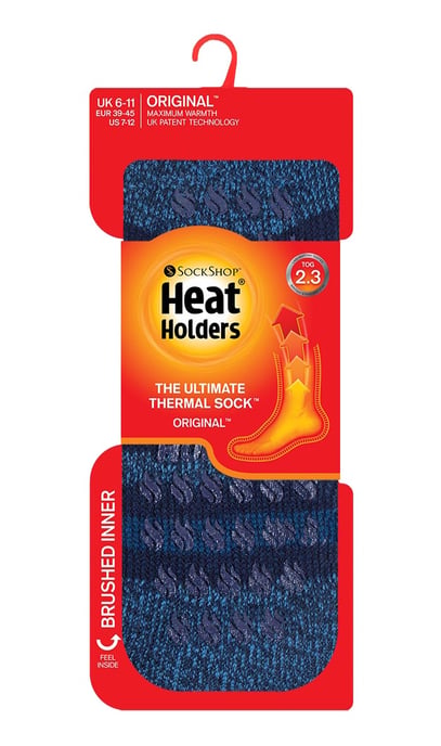 Heat Holders Mens Twist Stripe Patterned Fleece Lined Slipper Socks - Image 2