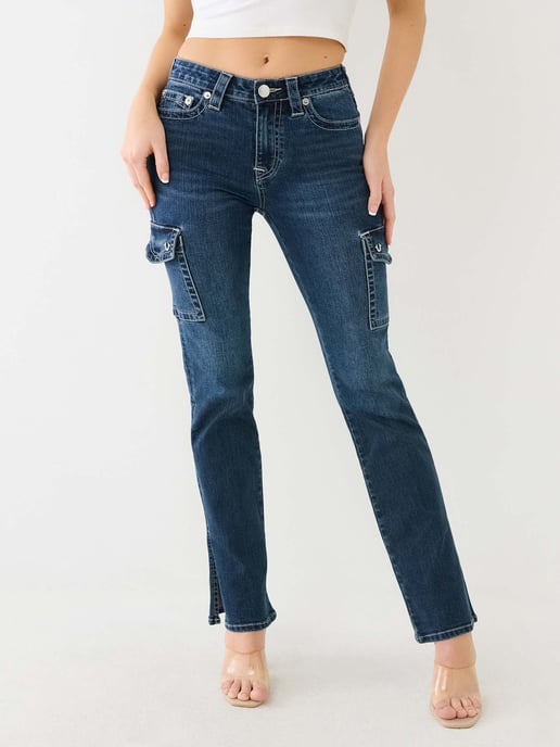Slim Denim Cargo With Slit in Persian Gulf