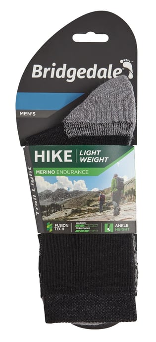 Bridgedale - Mens Hiking Lightweight Merino Socks - Black / Silver - Image 2