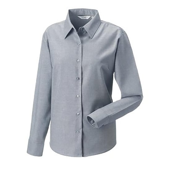 Russell Collectie Dames/Dames Lange Mouw Easy Care Oxford Shirt (Zilver) - Image 3