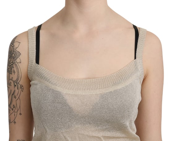 BYBLOS Beige Mouwloze Tankdoorzichtige Top - Image 5