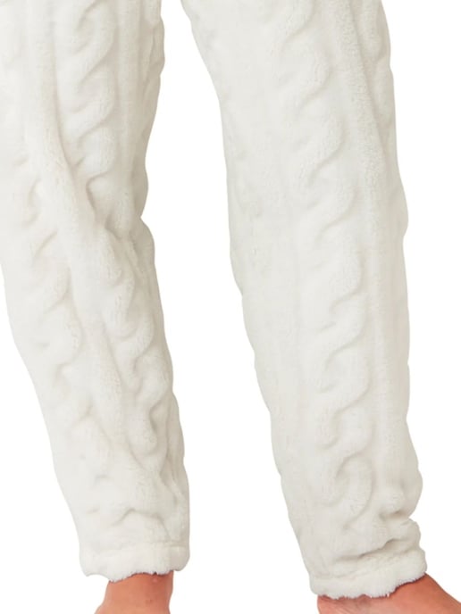 Cable Knit Long Sleeve Fleece Pyjama Set